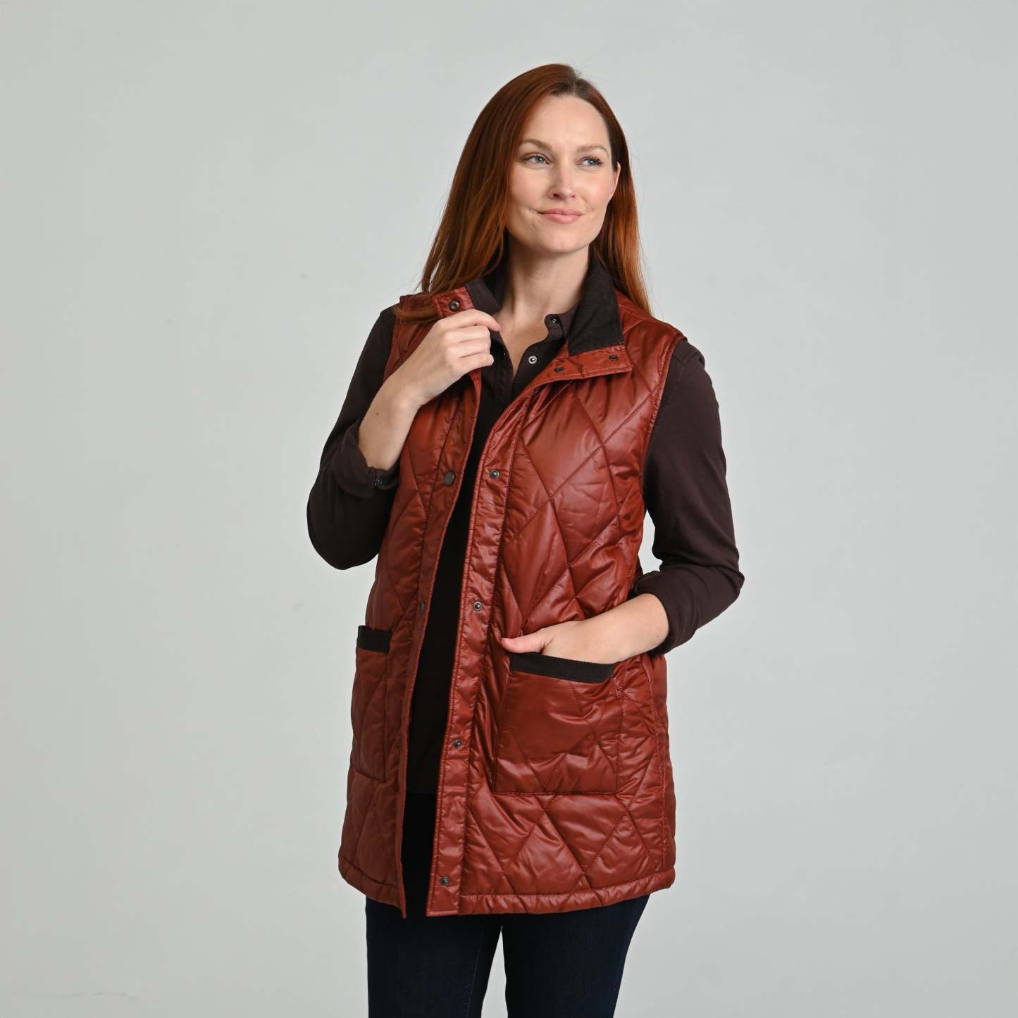 Corduroy Collared Quilted Vest