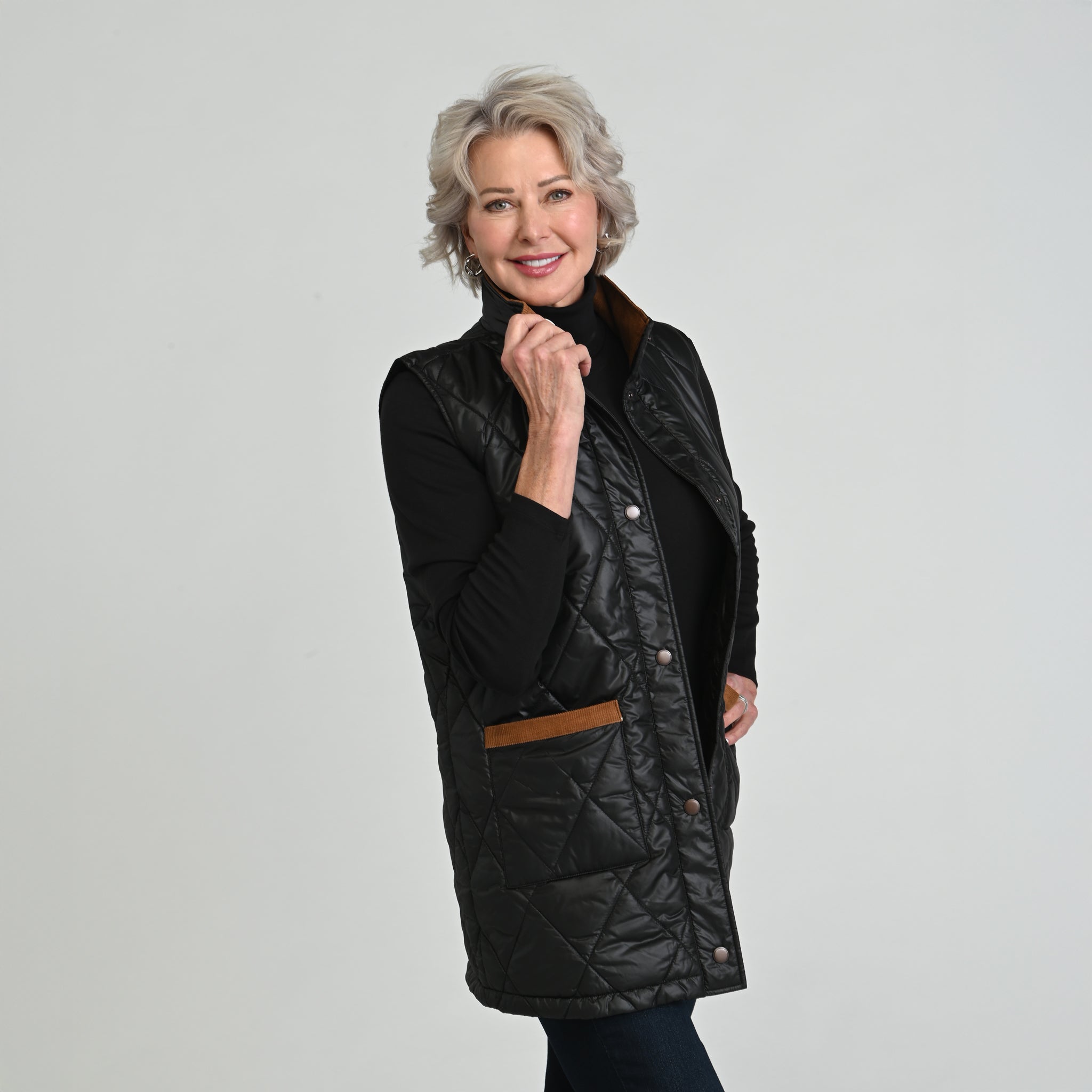 Corduroy Collared Quilted Vest