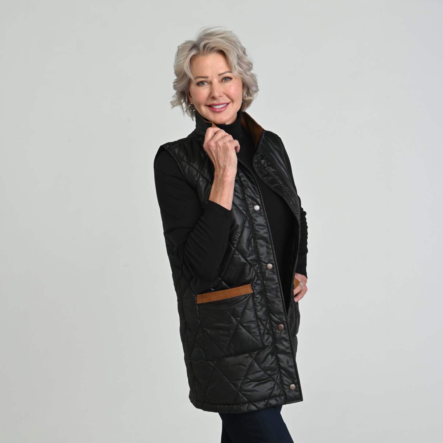 Corduroy Collared Quilted Vest