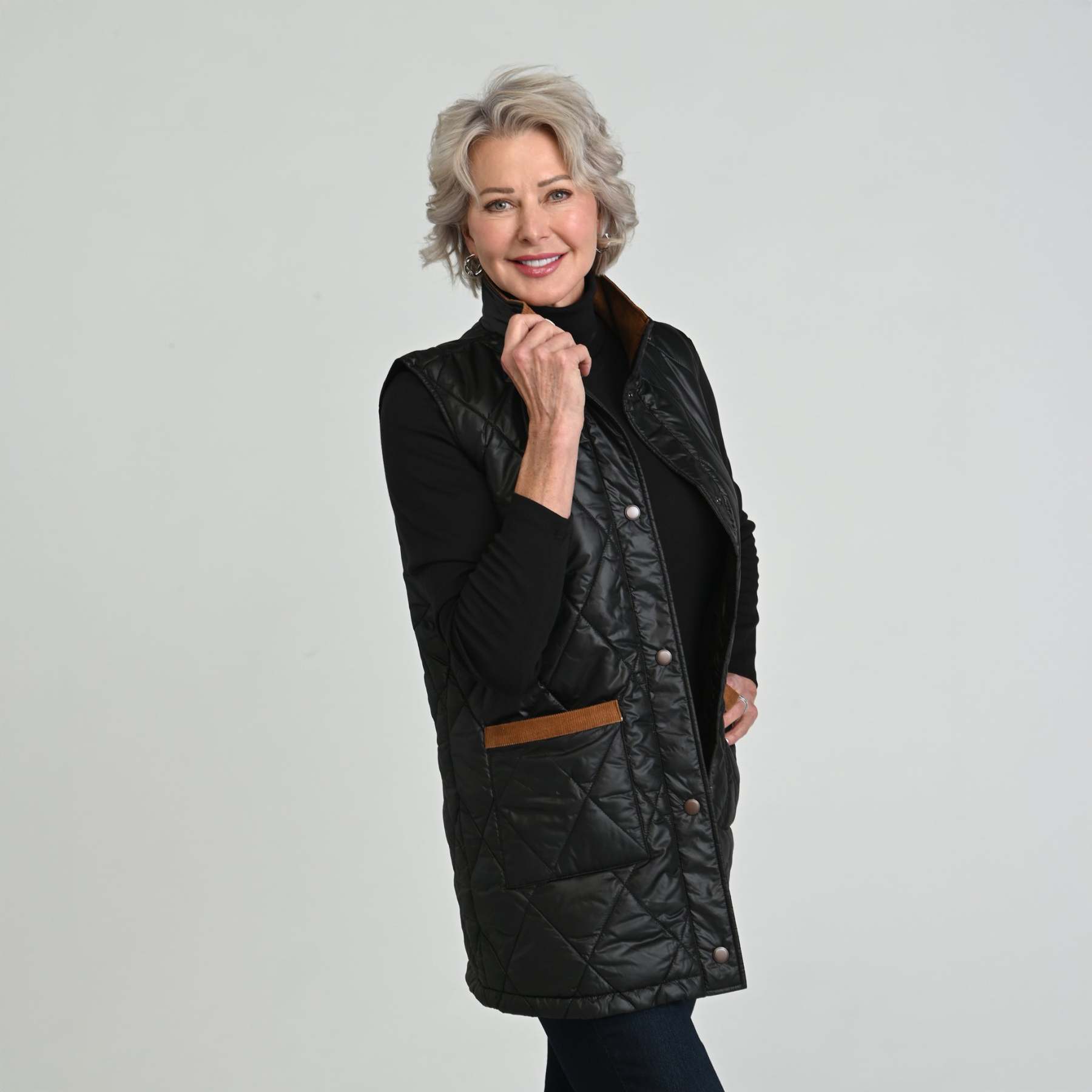 Corduroy Collared Quilted Vest