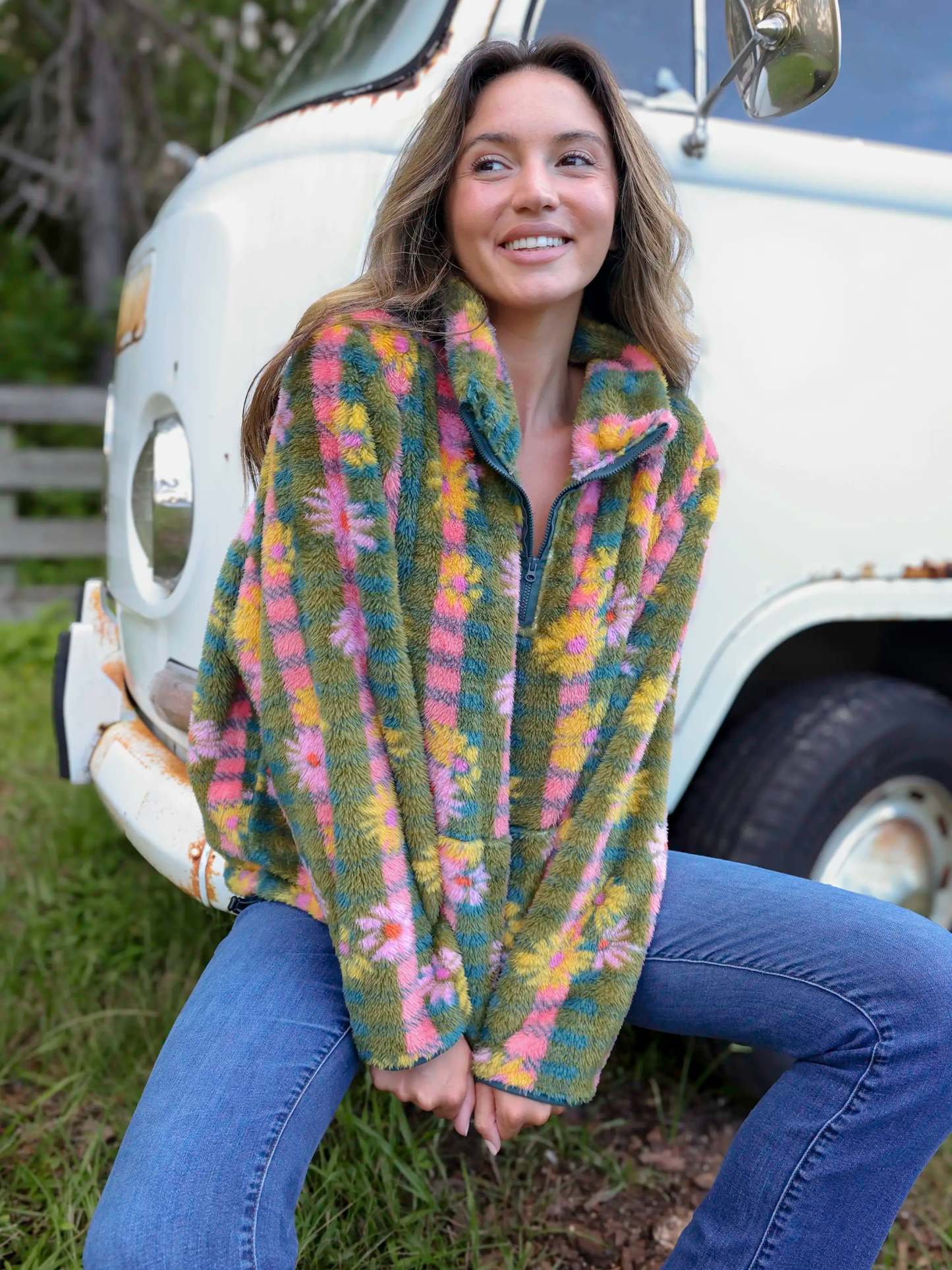 Coziest Quarter Zip Pullover Sweatshirt - Hudson Valley Plaid