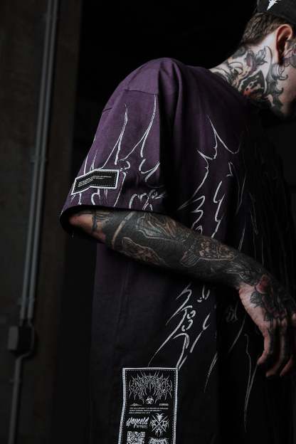 Black Razor (Purple Bleached)  - Heavy Oversized T-Shirt (250GSM)