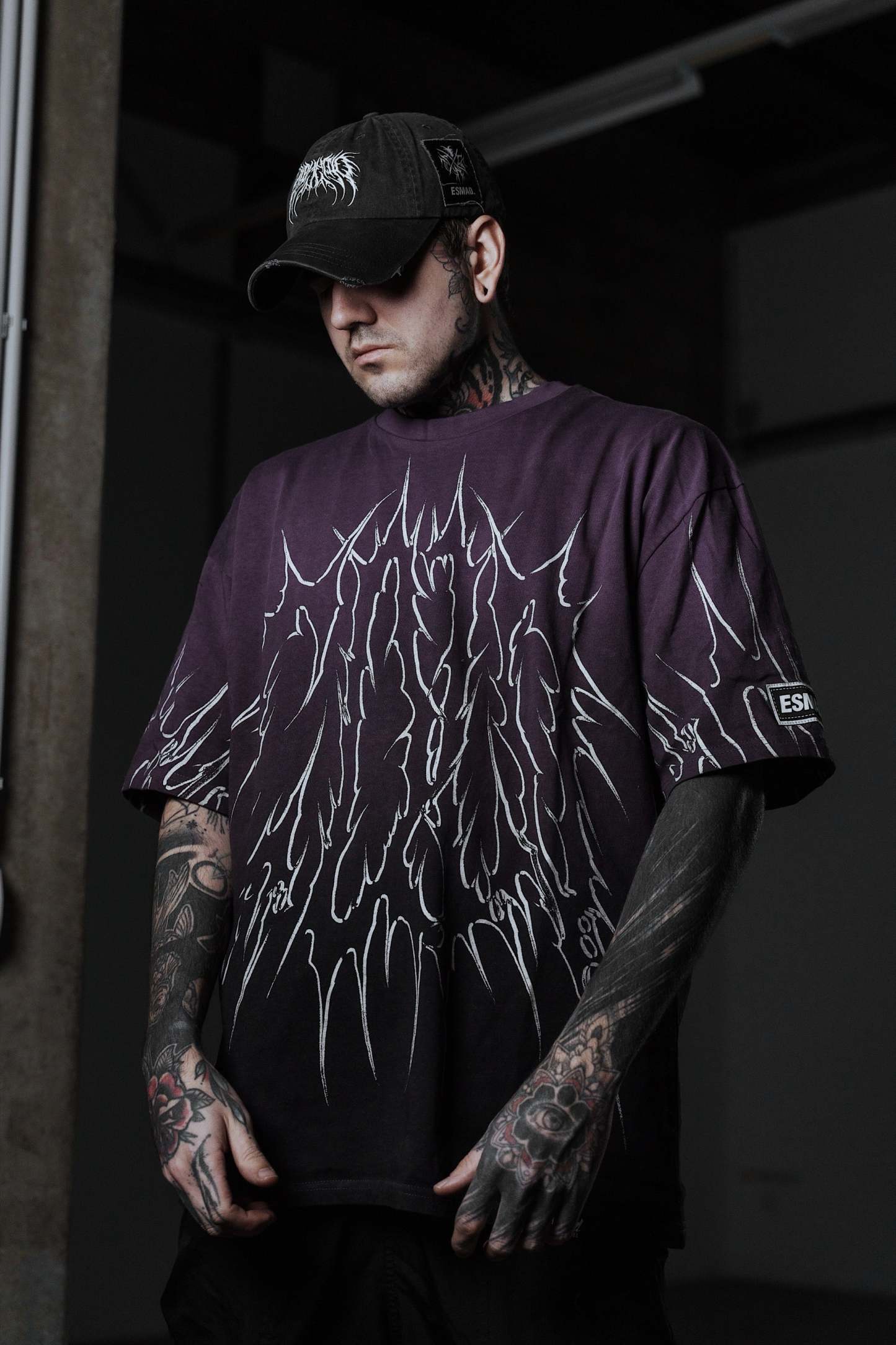 Black Razor (Purple Bleached)  - Heavy Oversized T-Shirt (250GSM)