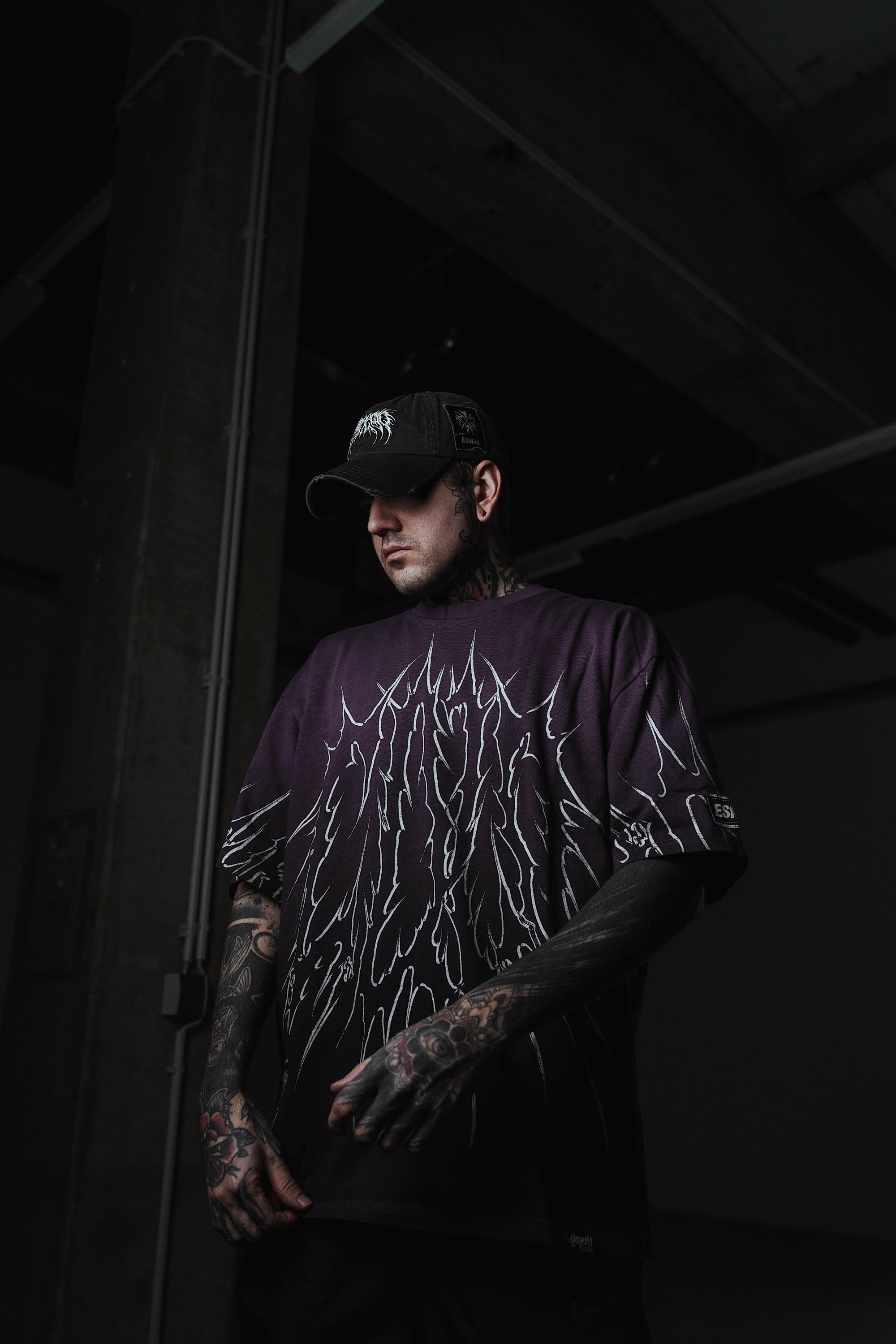 Black Razor (Purple Bleached)  - Heavy Oversized T-Shirt (250GSM)