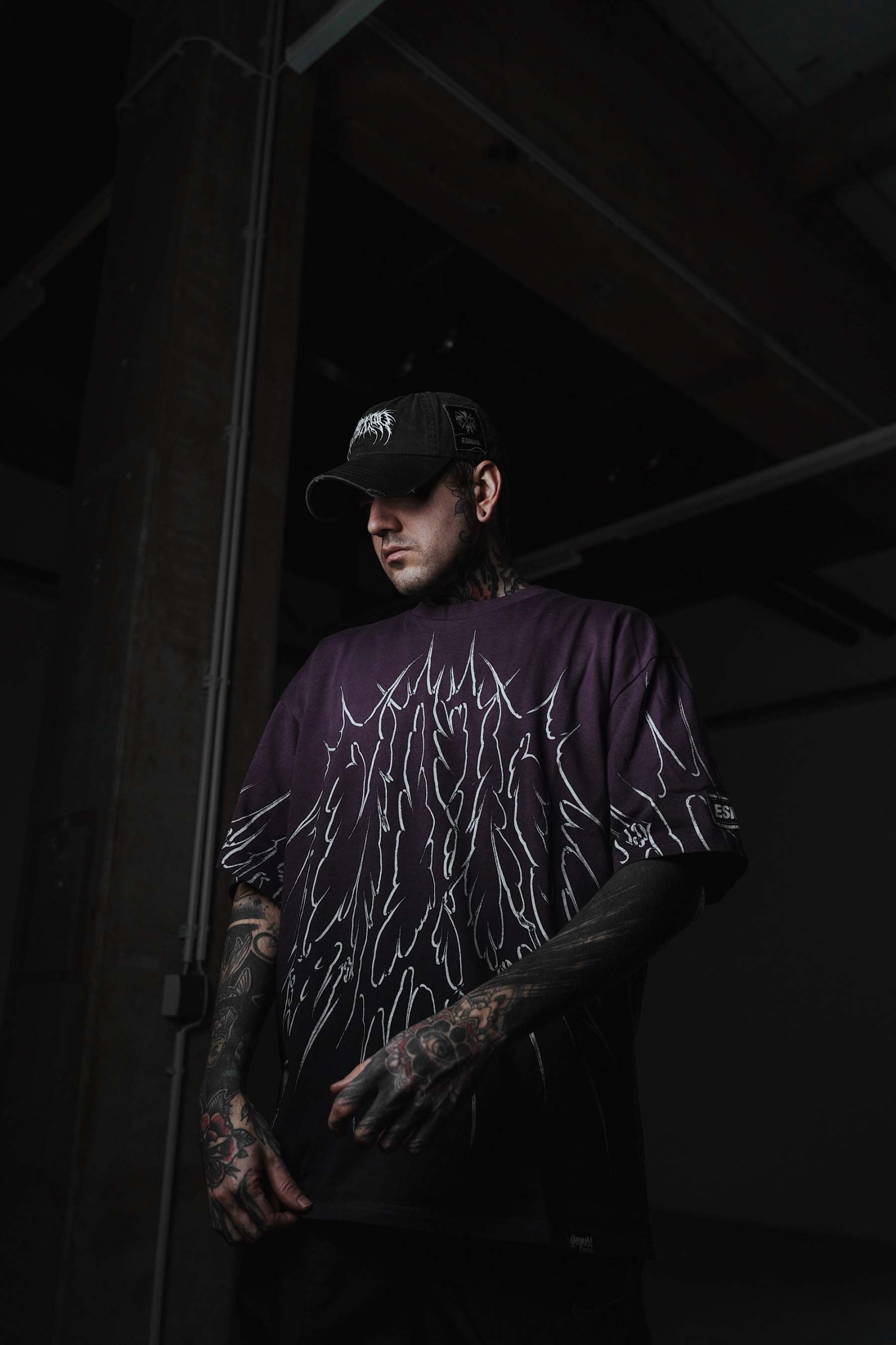 Black Razor (Purple Bleached)  - Heavy Oversized T-Shirt (250GSM)