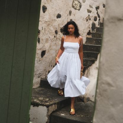 Clio dress in textured gauze