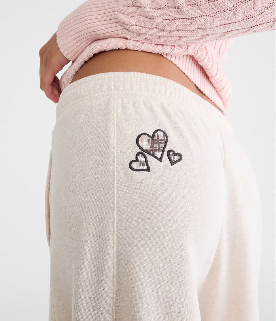 Cloud Soft Hearts Barrel Leg Sweatpants