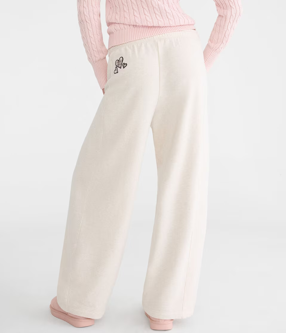 Cloud Soft Hearts Barrel Leg Sweatpants