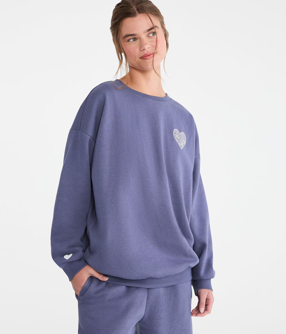 Cloud Soft Lace Heart Crew Sweatshirt