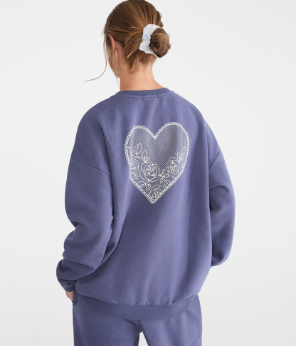 Cloud Soft Lace Heart Crew Sweatshirt