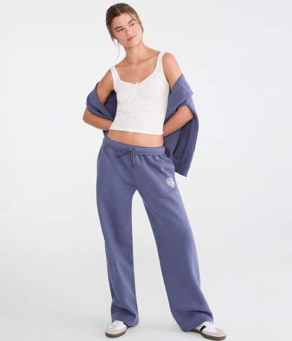 Cloud Soft Lace Heart High-Rise Straight Leg Sweatpants