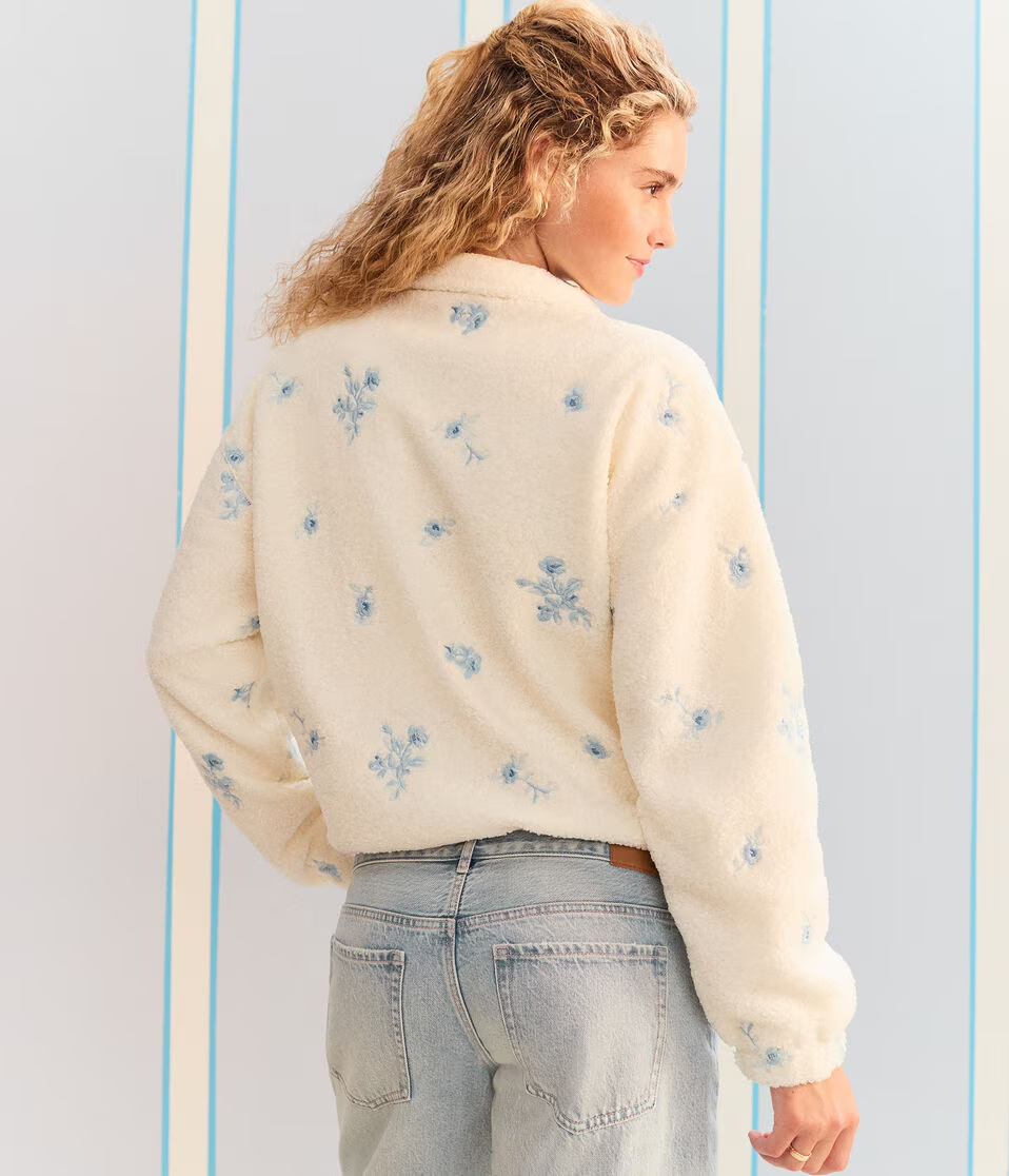 Demetra for Aero Floral Full-Zip Sherpa Jacket