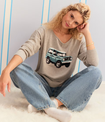 Demetra for Aero SUV Slash-Neck Sweater