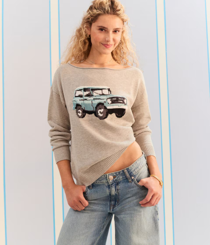 Demetra for Aero SUV Slash-Neck Sweater