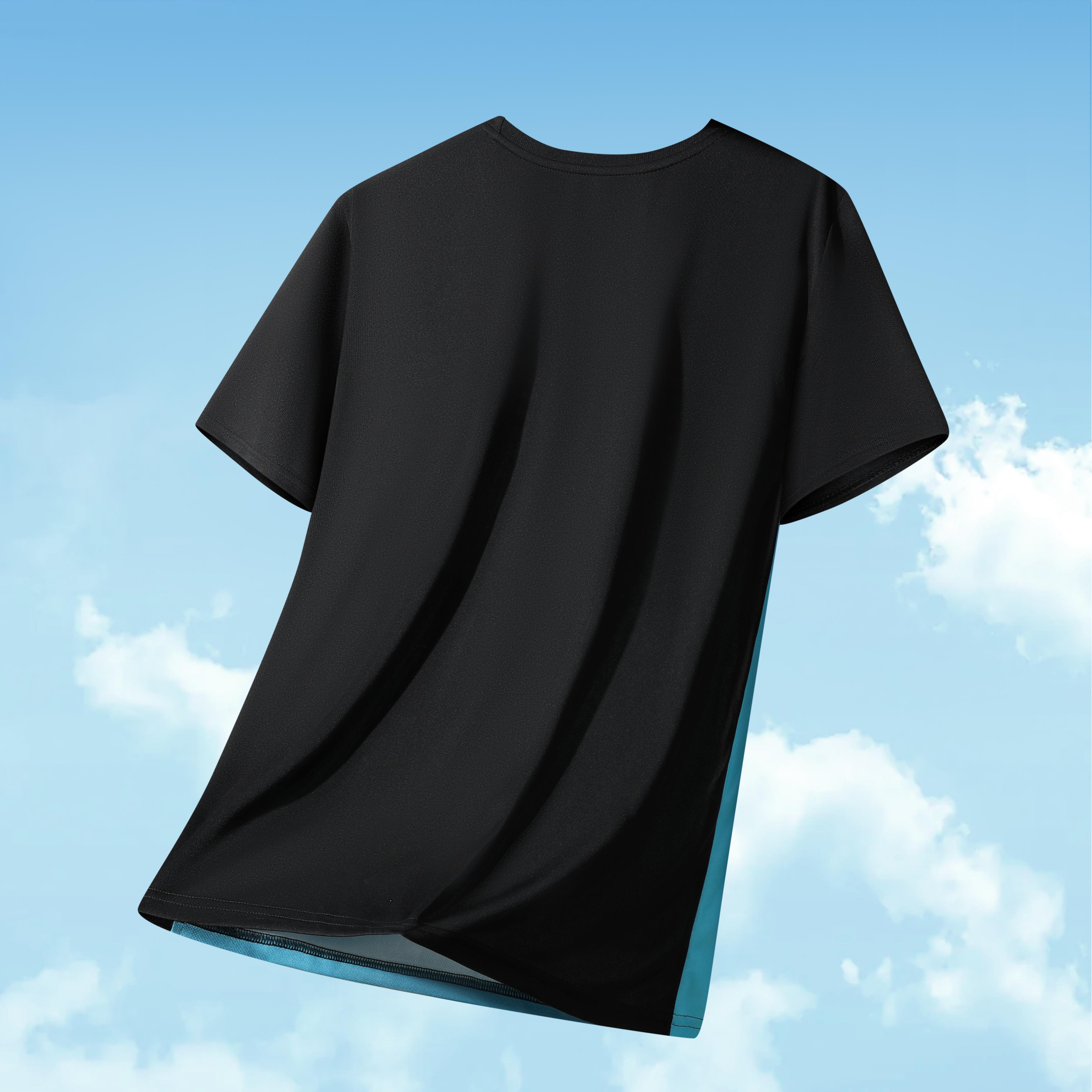  Men’s Casual Striped Panel Design Short Sleeve T-Shirts