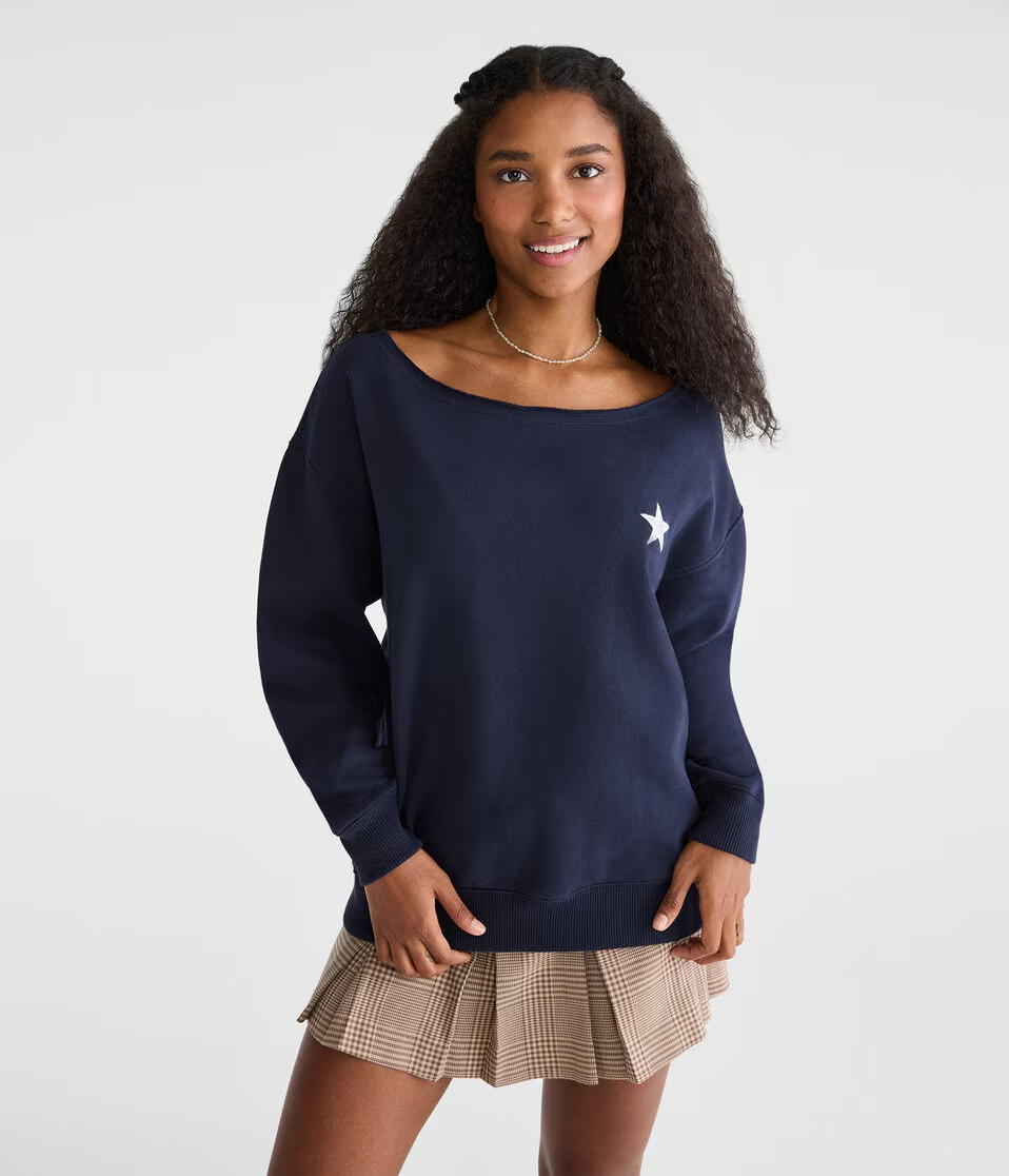Floral Star Off-The-Shoulder Sweatshirt