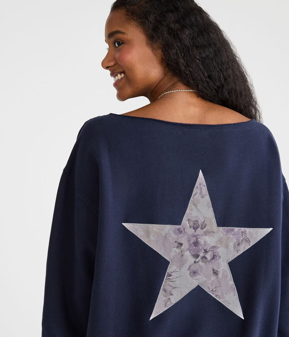 Floral Star Off-The-Shoulder Sweatshirt