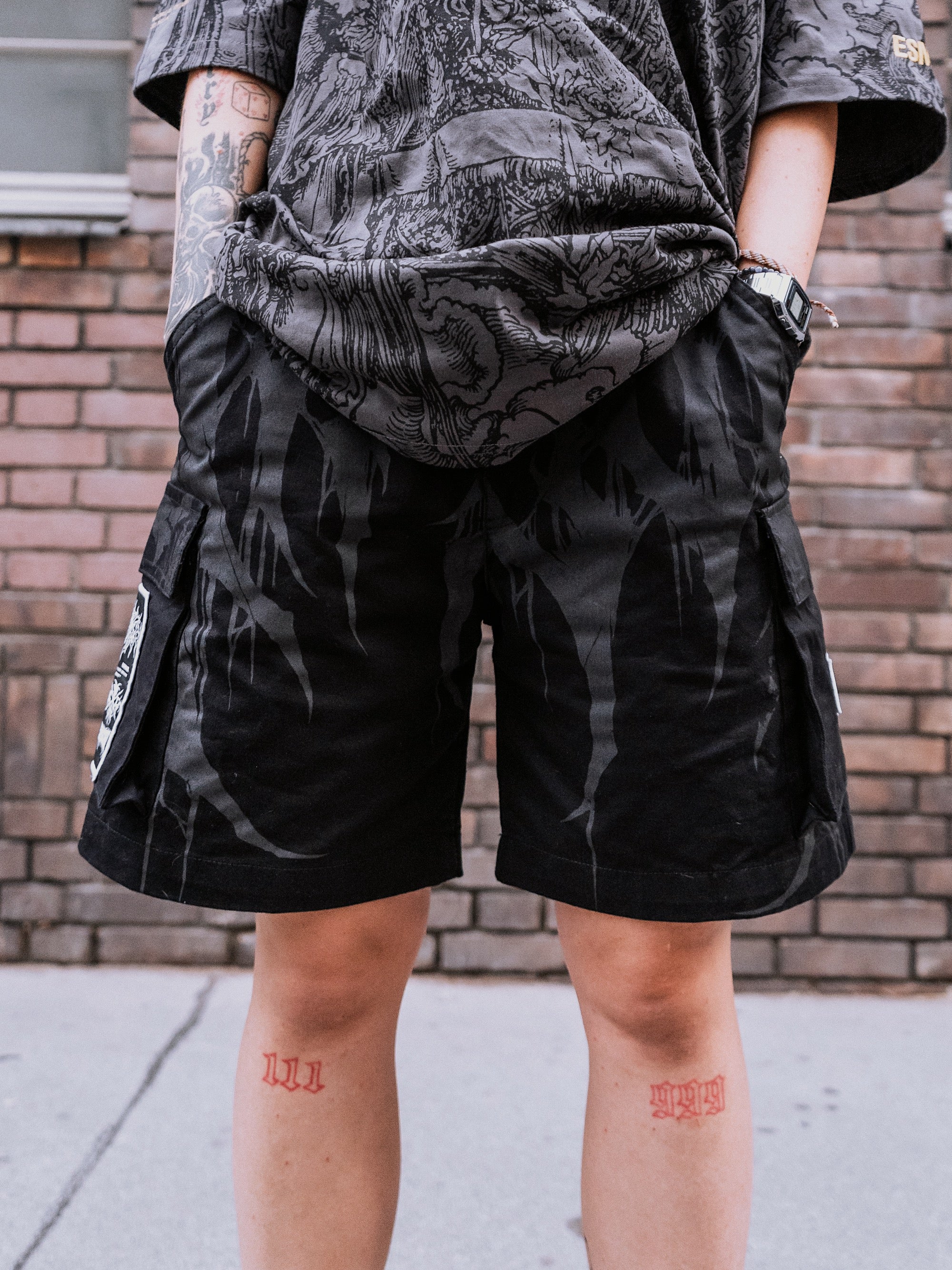 Grimfall (Grey) - Cargo Shorts (260GSM)