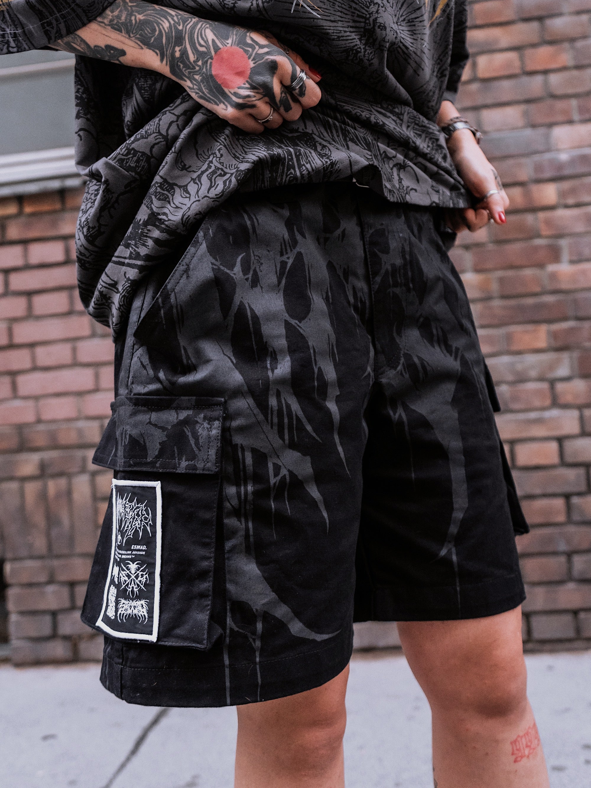 Grimfall (Grey) - Cargo Shorts (260GSM)