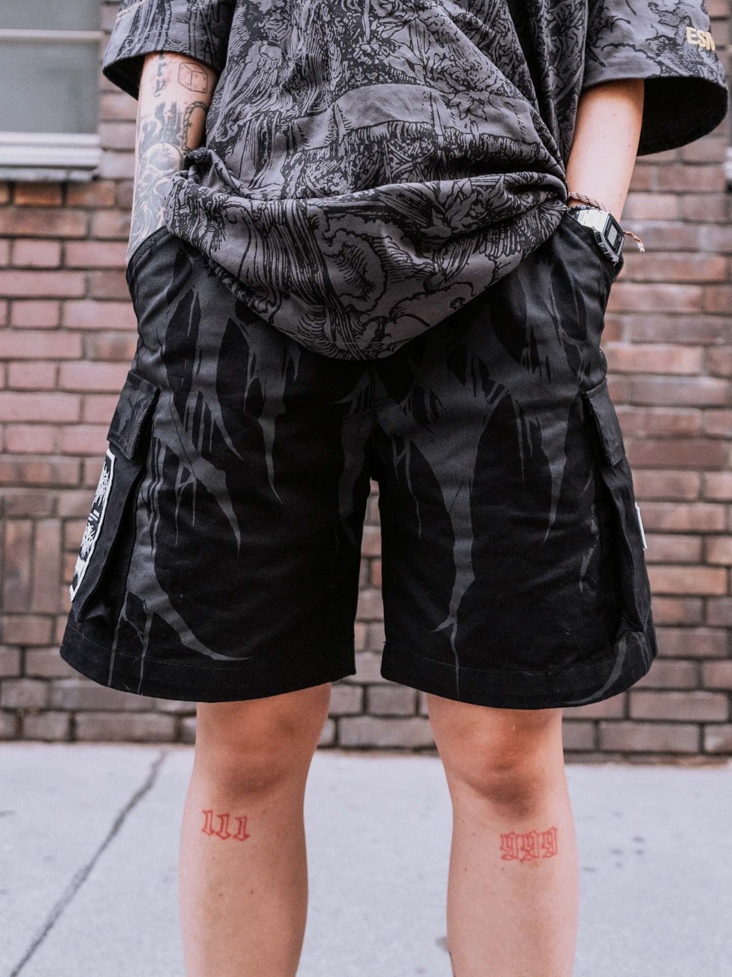 Grimfall (Grey) - Cargo Shorts (260GSM)