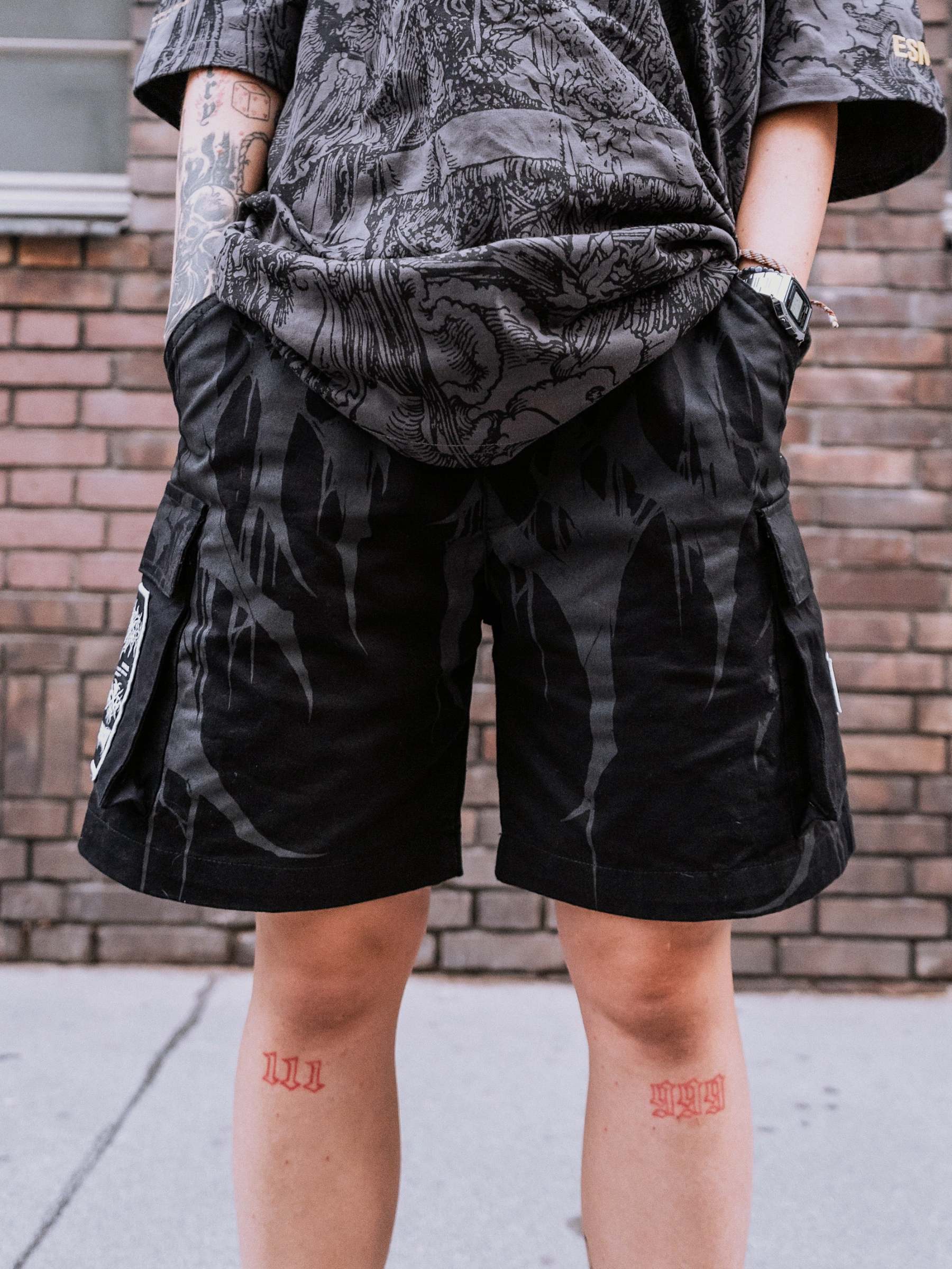 Grimfall (Grey) - Cargo Shorts (260GSM)