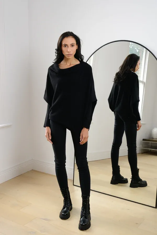 Asymmetric Draped Jumper Sweater