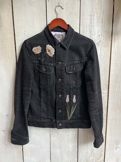 White Heart, Floral Denim Jacket - M