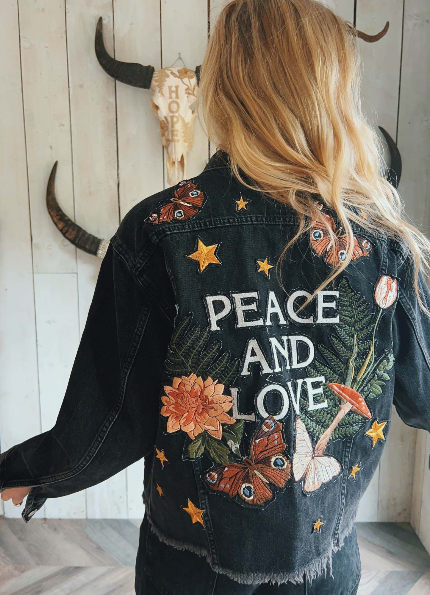 Peace and Love, Raw Hem Denim Jacket