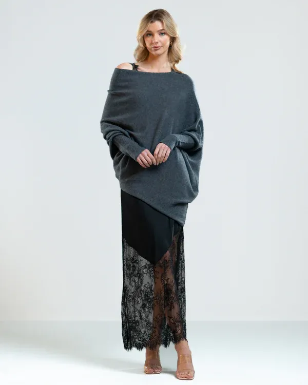Asymmetric Draped Jumper Sweater