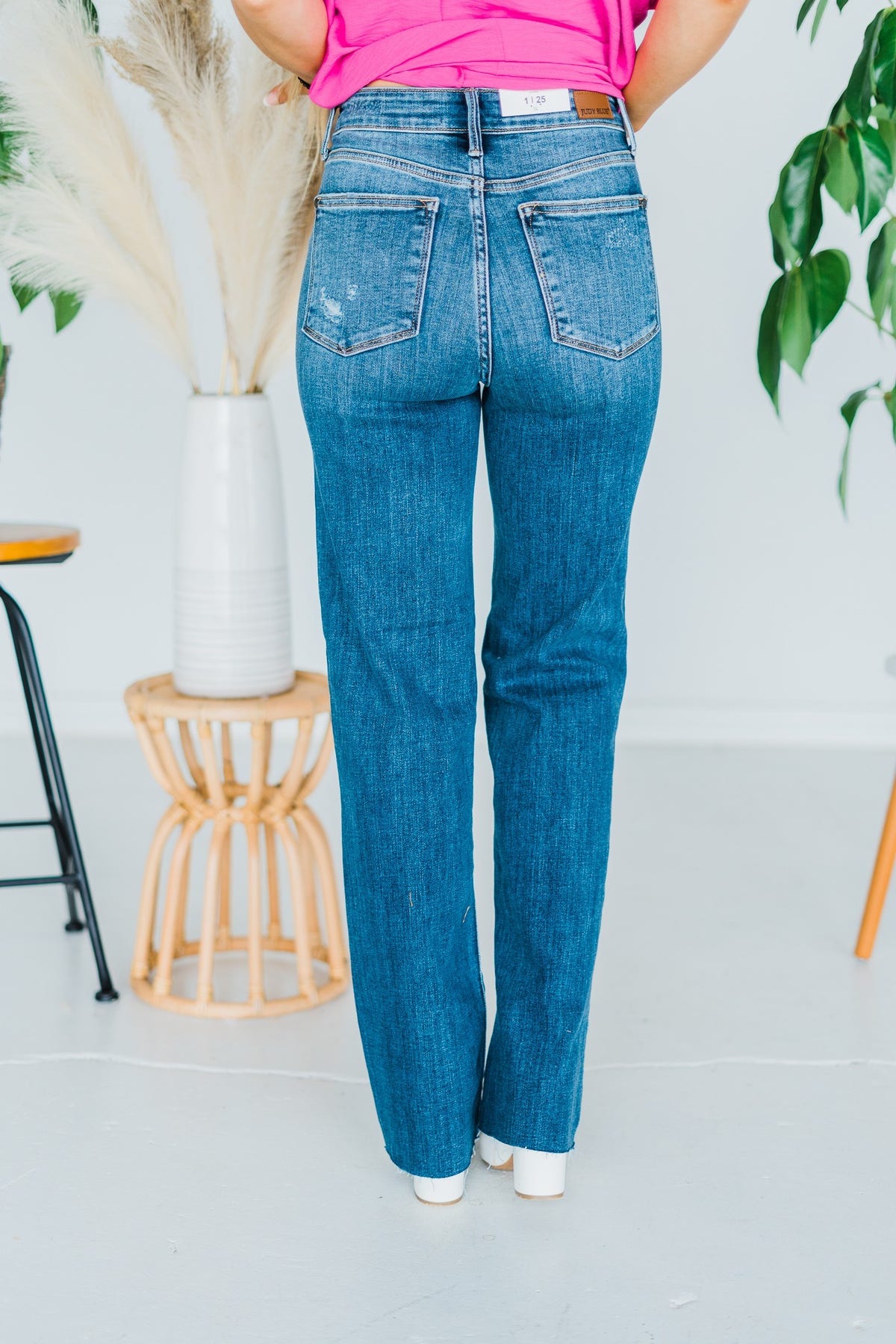 Button-Fly Straight Jeans