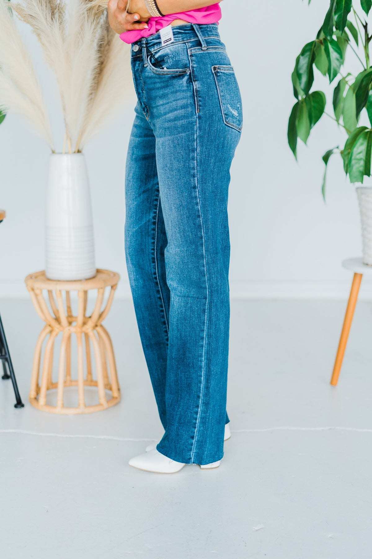 Button-Fly Straight Jeans