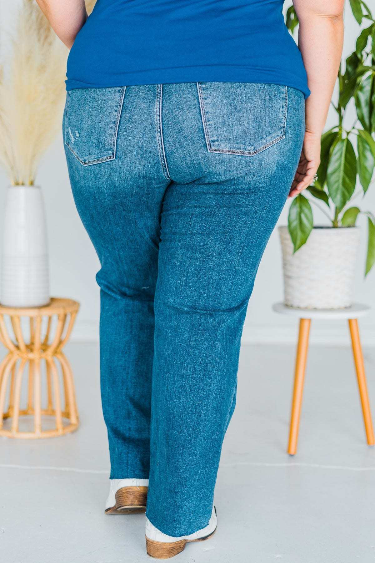 Button-Fly Straight Jeans