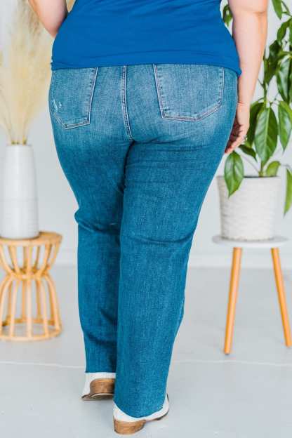 Button-Fly Straight Jeans