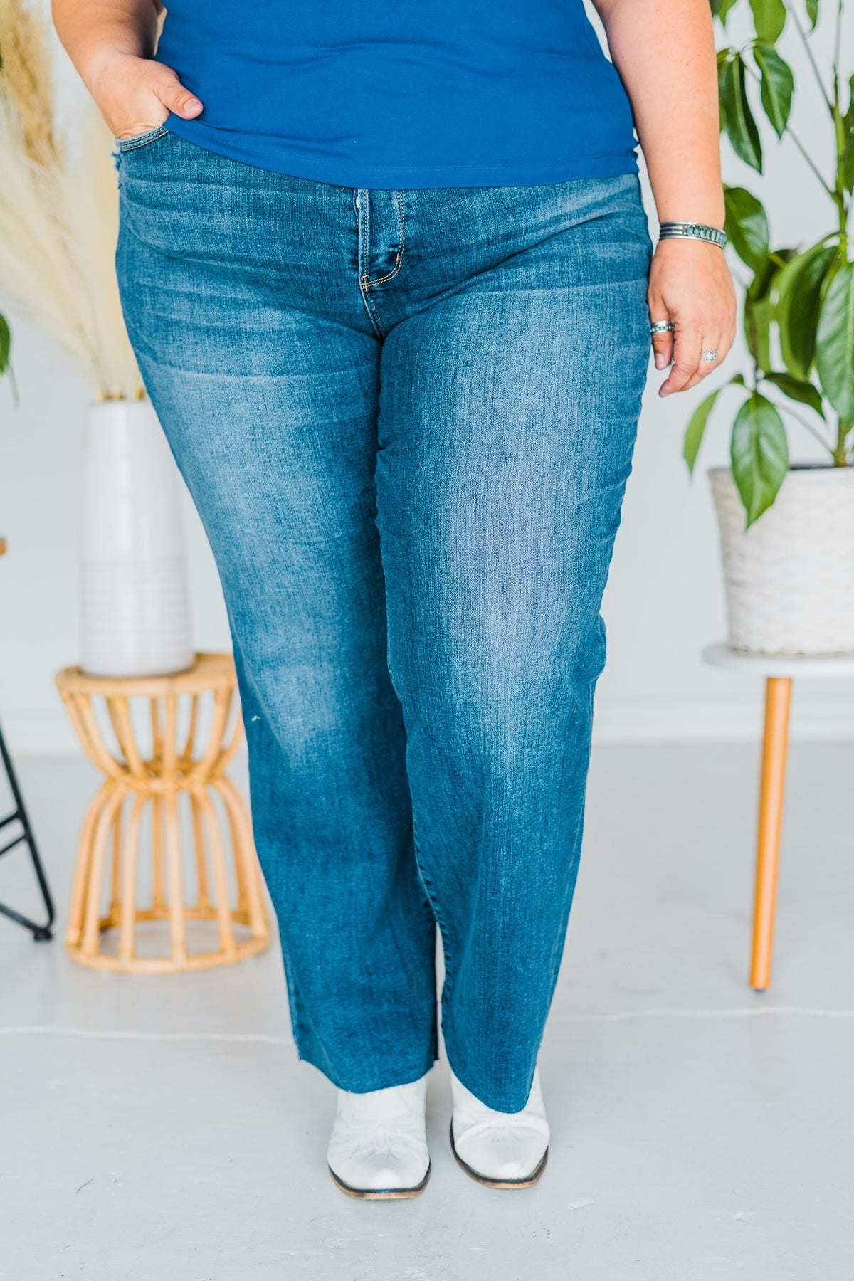 Button-Fly Straight Jeans