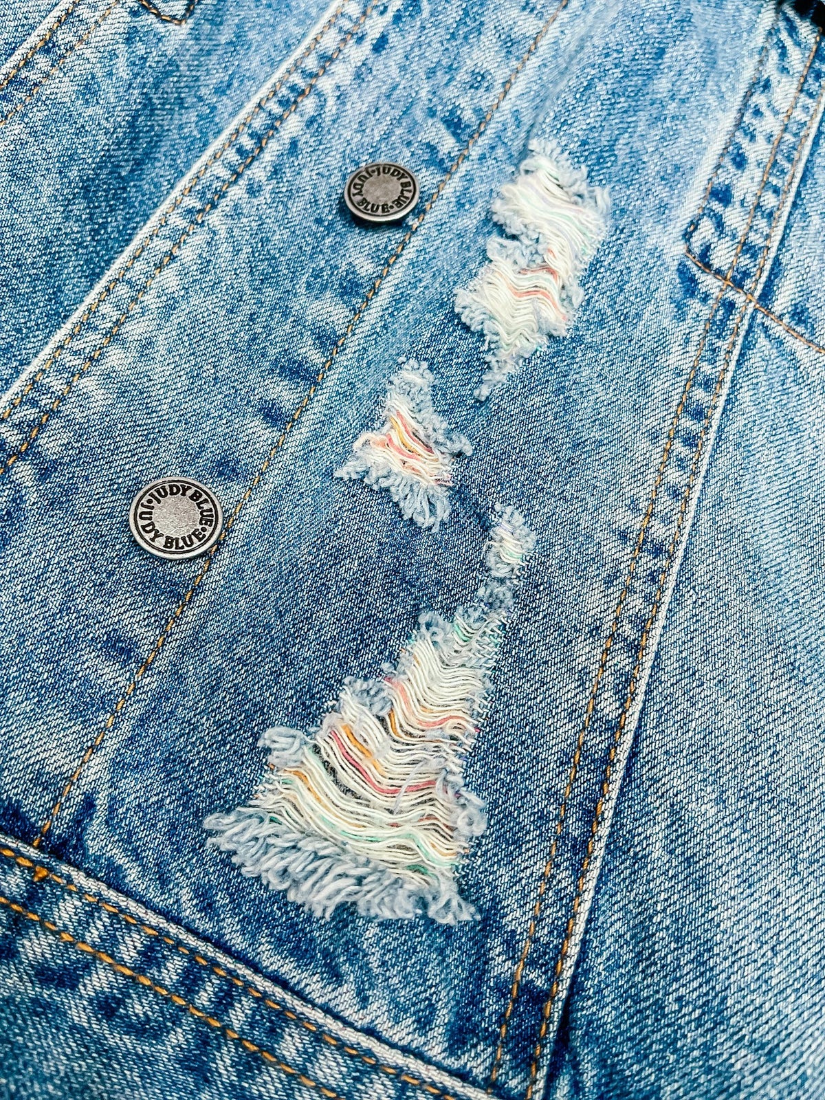 Rainbow Thread Destroy Boyfriend Jacket