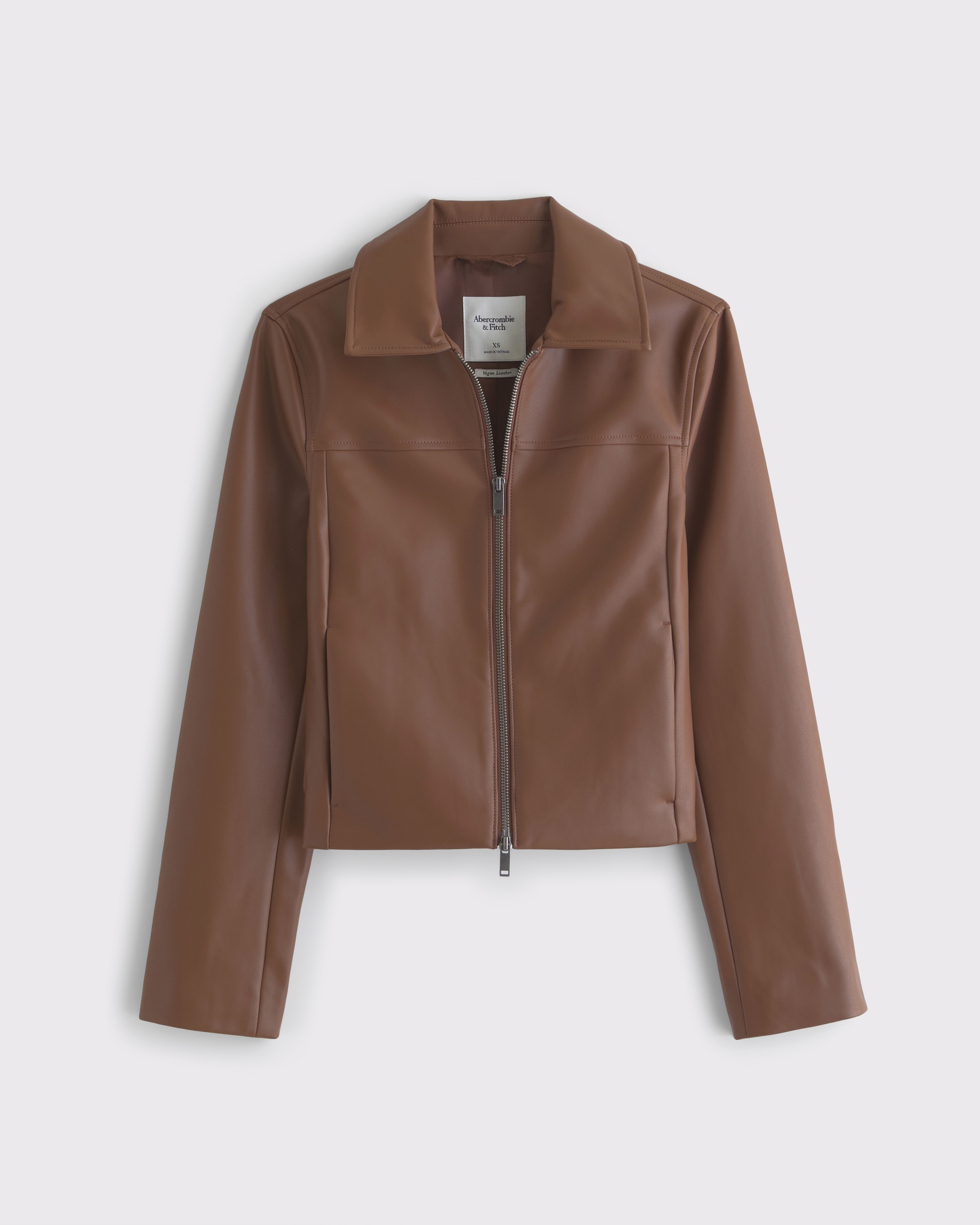 Slim Zip Vegan Leather Jacket