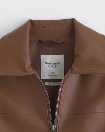 Slim Zip Vegan Leather Jacket
