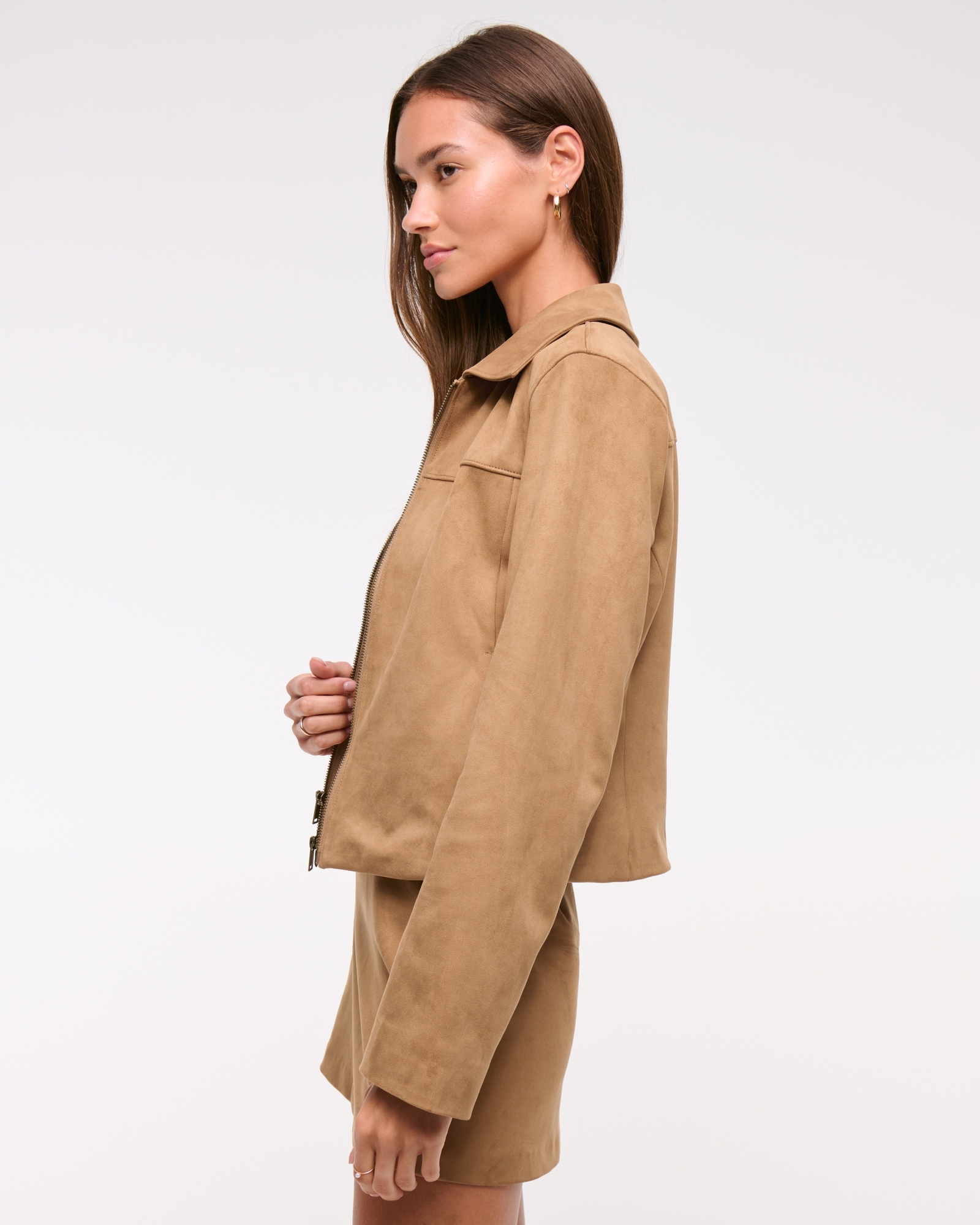 Slim Zip Vegan Leather Jacket