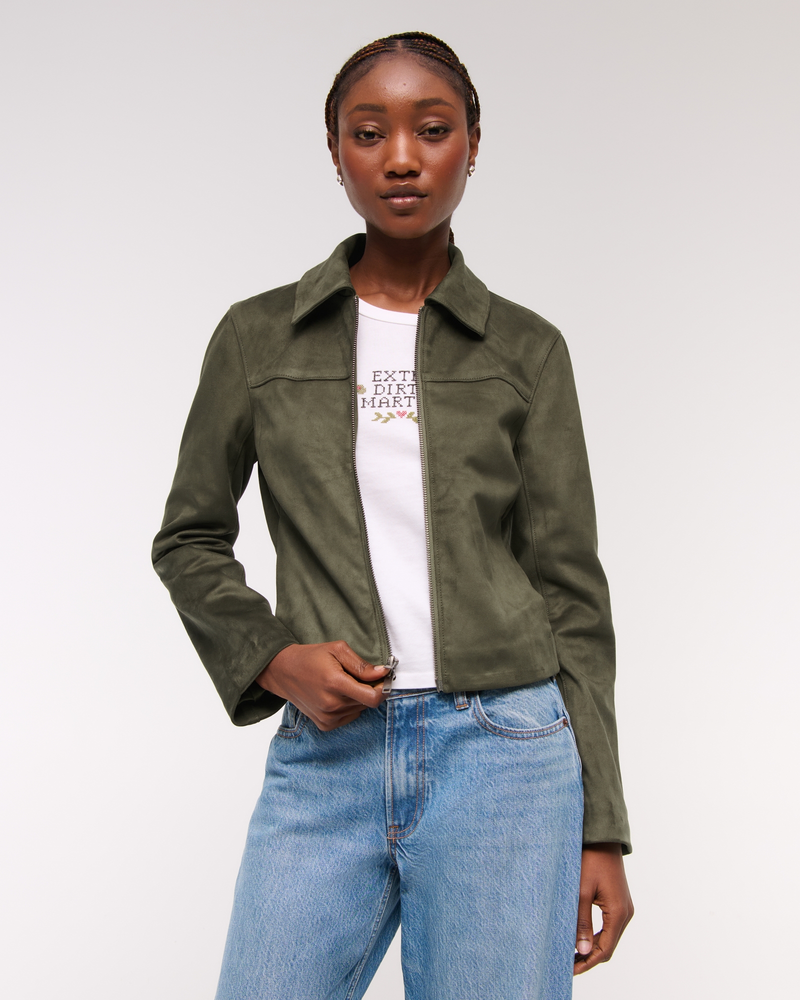 Slim Zip Vegan Leather Jacket