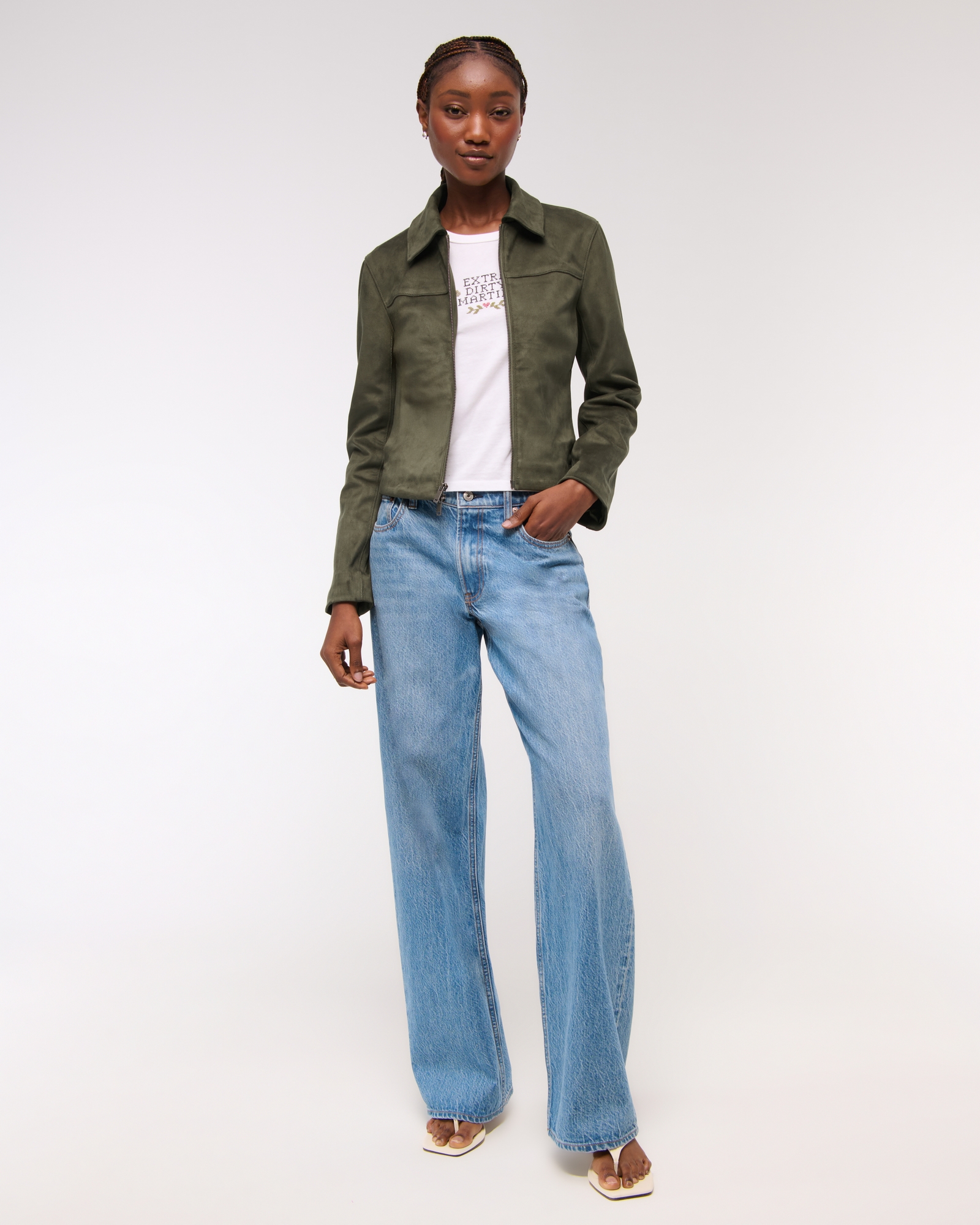 Slim Zip Vegan Leather Jacket