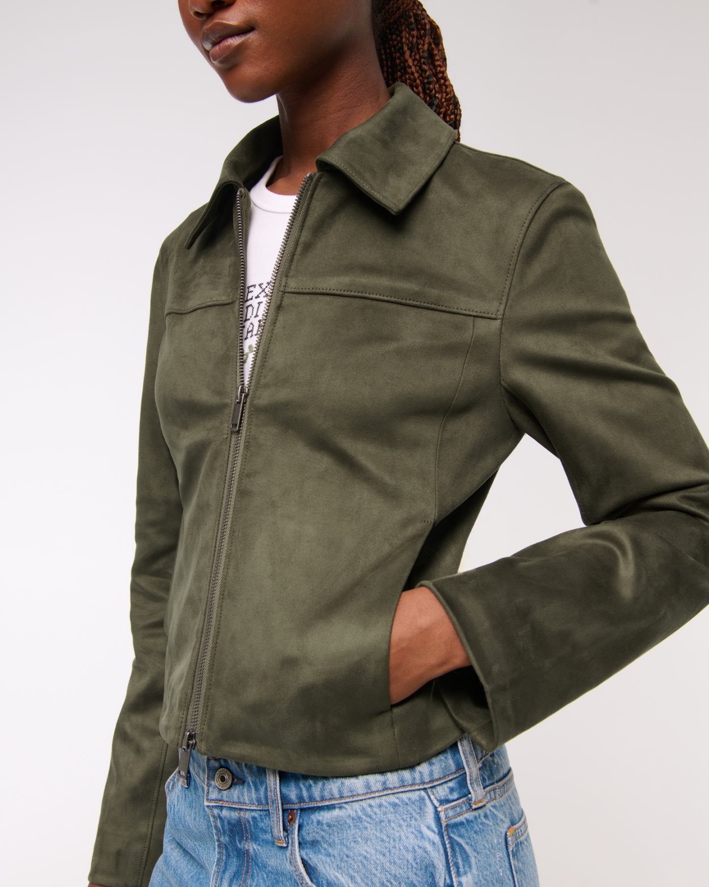 Slim Zip Vegan Leather Jacket