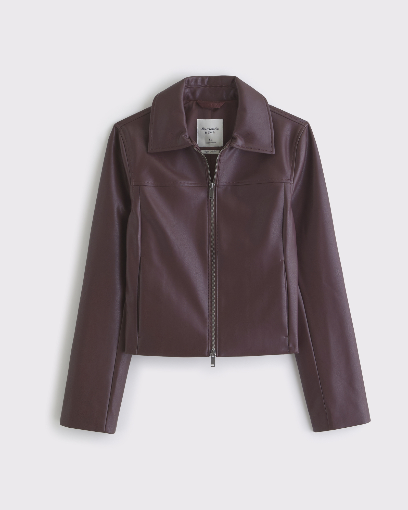 Slim Zip Vegan Leather Jacket
