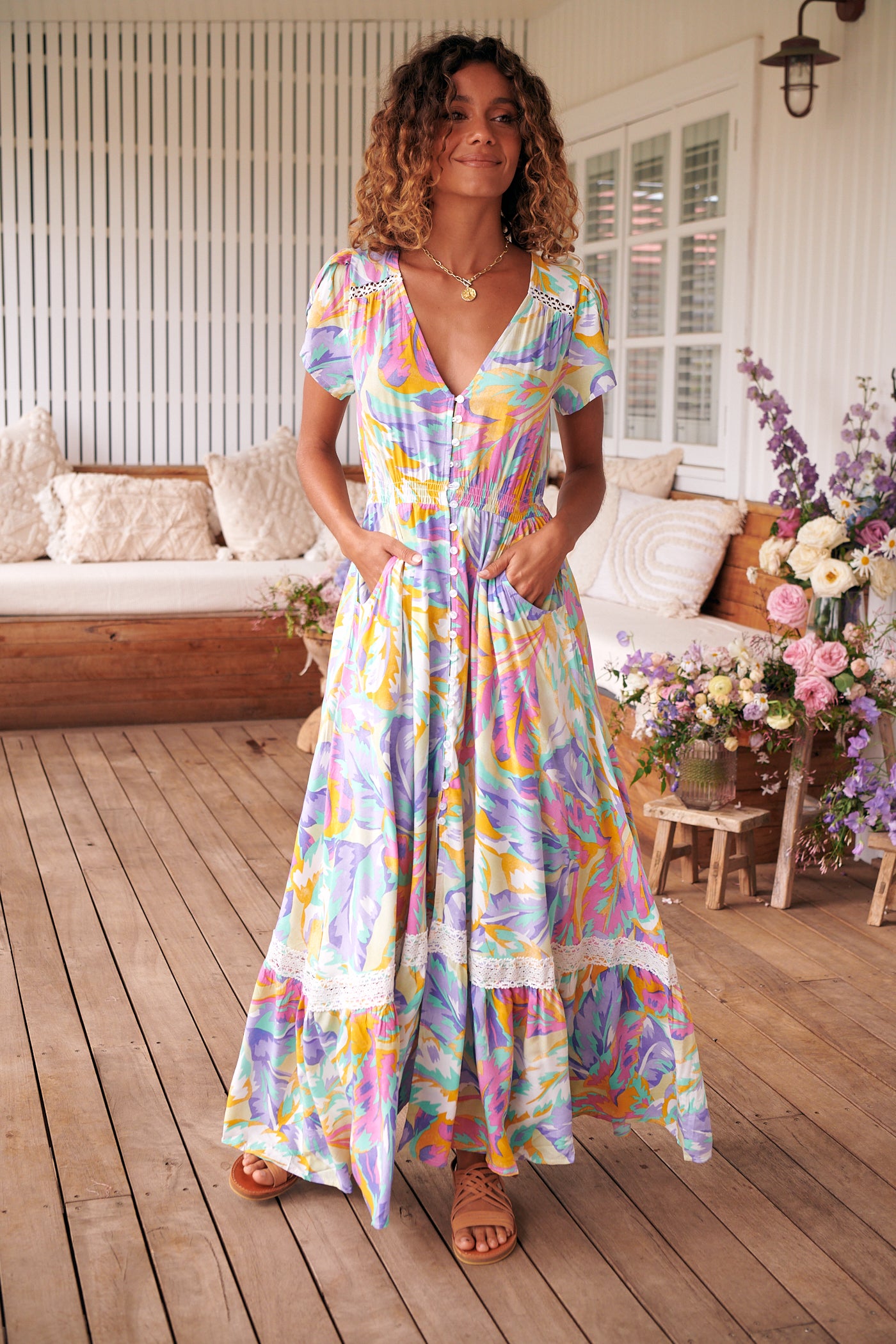 blue sunset tapestry sleeveless midi dress Blue Sunset Tapestry Sleeveless Midi Dress