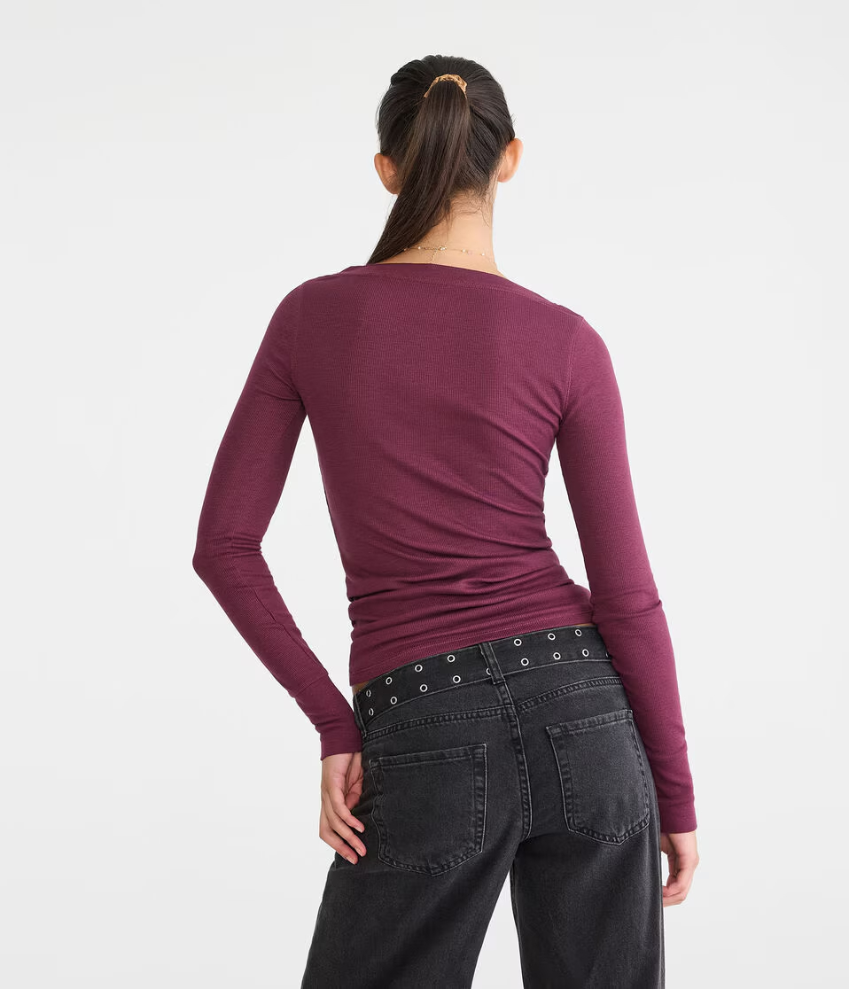 Long Sleeve Aeropostale Logo Graphic Henley