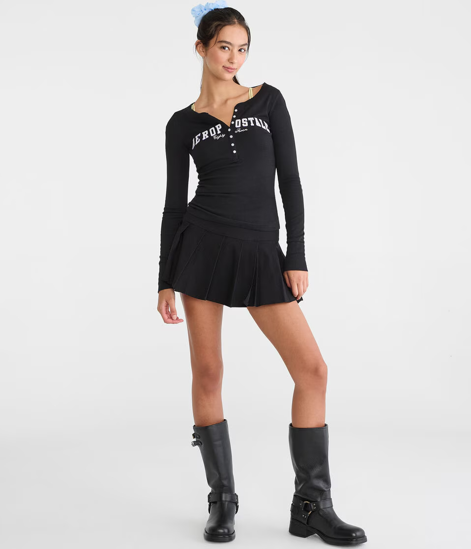 Long Sleeve Aeropostale Logo Graphic Henley