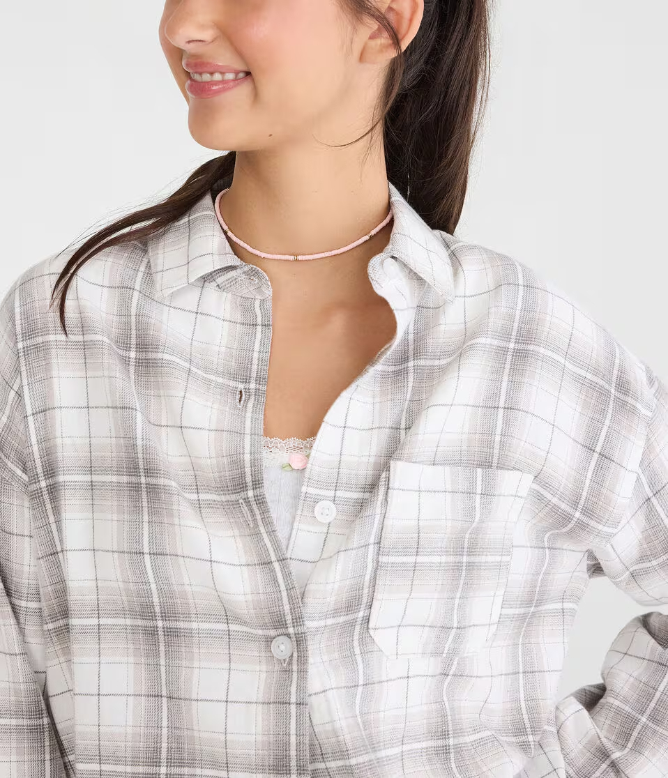 Long Sleeve Relaxed Plaid Shirt