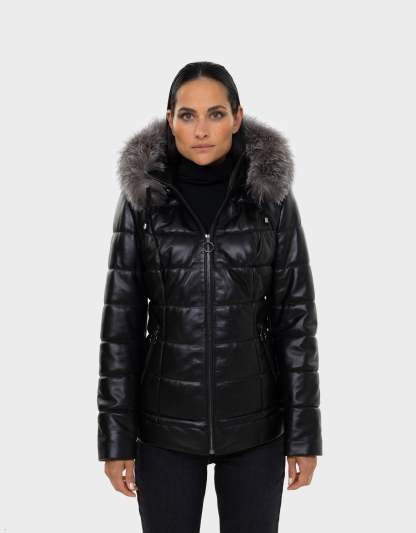 Lyanna  Manteau En Duvet  pour Femmes en Cuir avec Fourrure Amovible