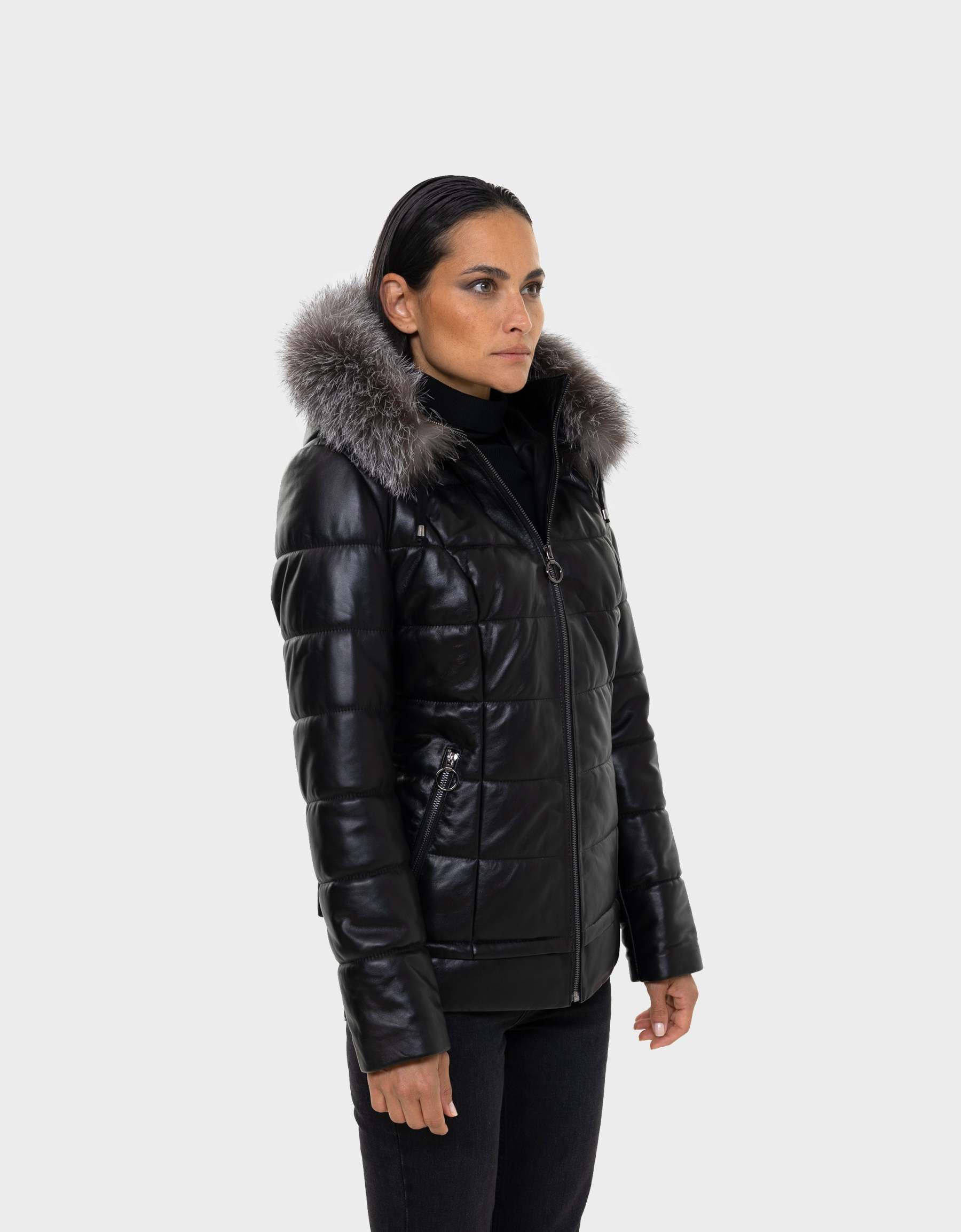 Lyanna  Manteau En Duvet  pour Femmes en Cuir avec Fourrure Amovible
