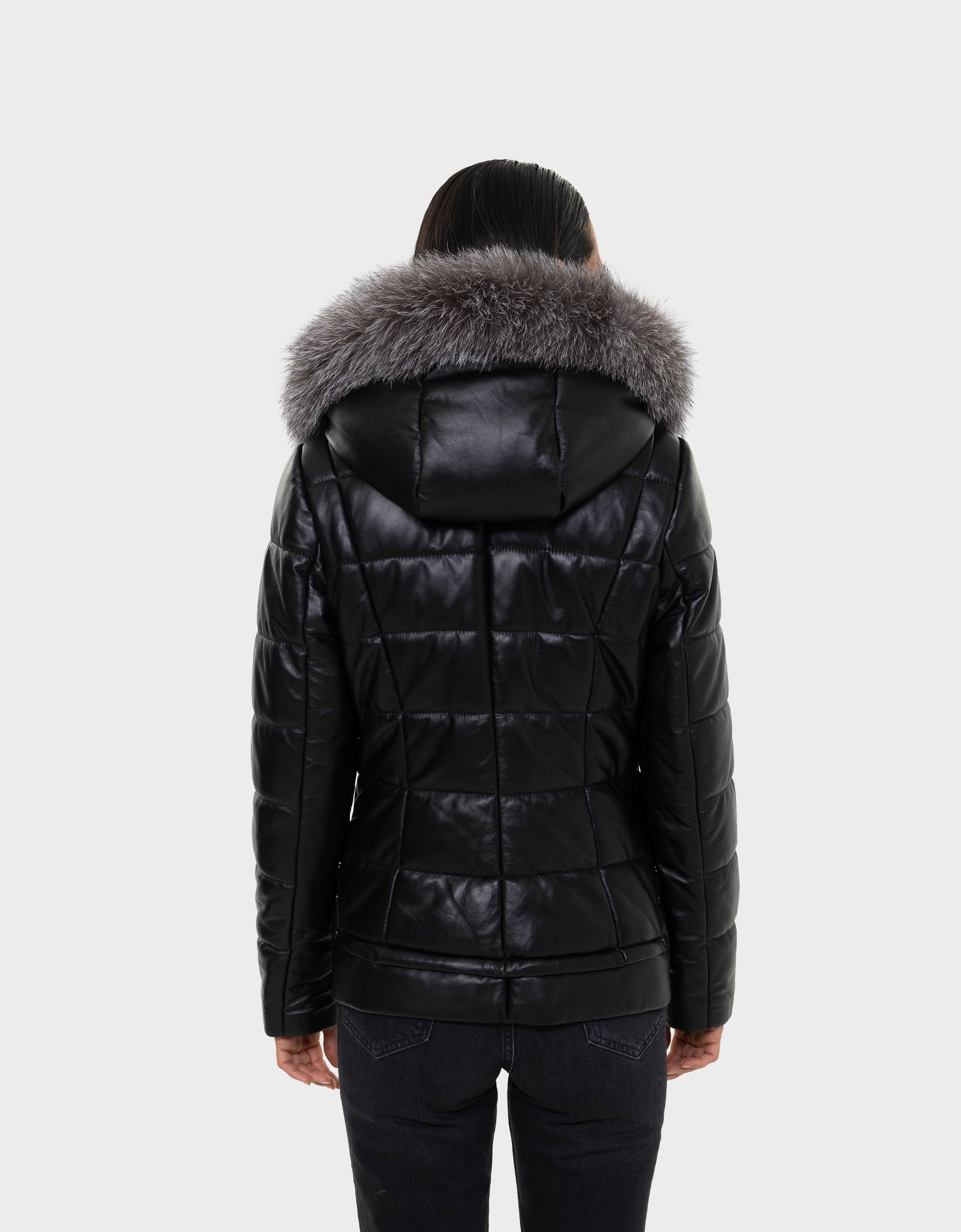 Lyanna  Manteau En Duvet  pour Femmes en Cuir avec Fourrure Amovible