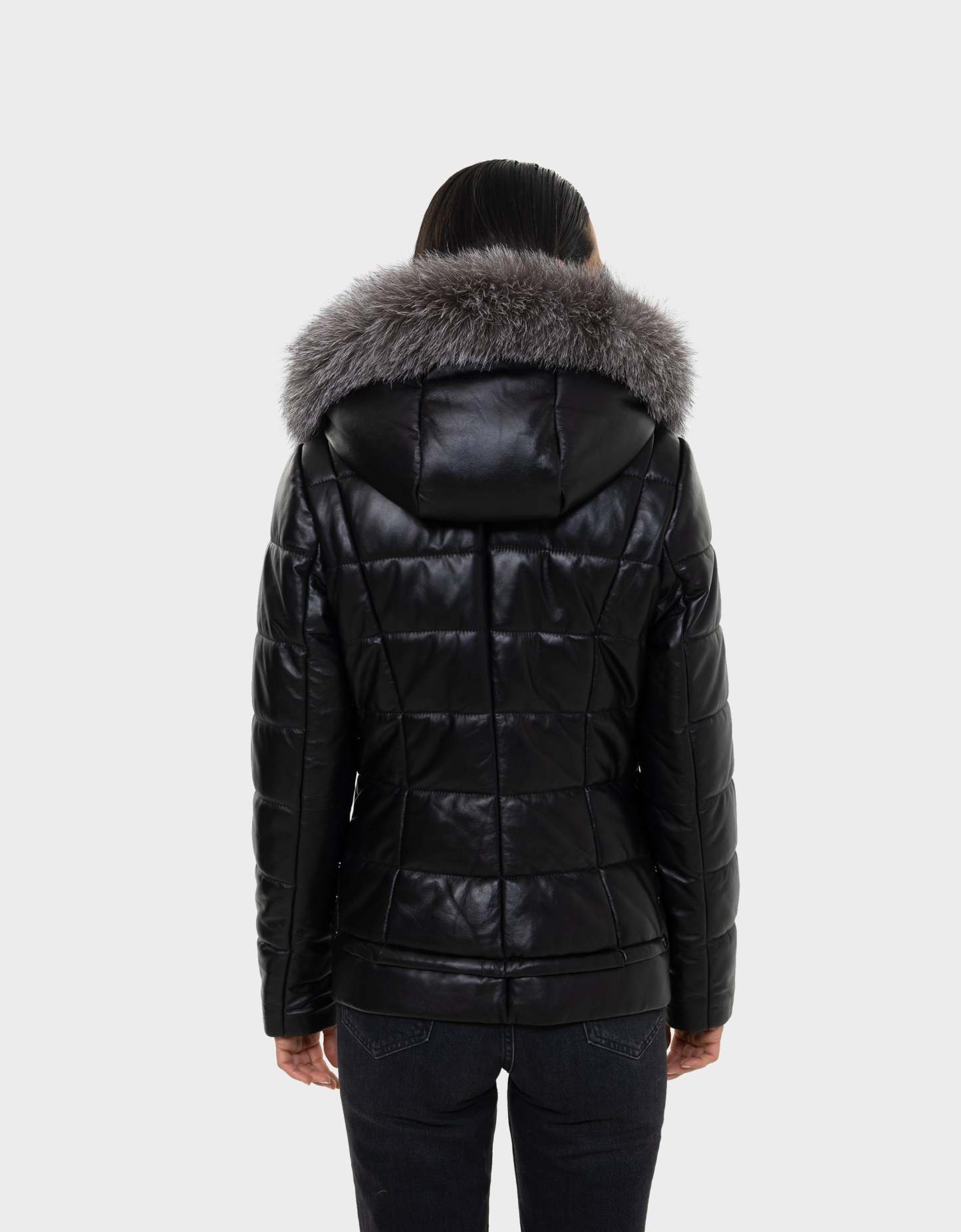 Lyanna  Manteau En Duvet  pour Femmes en Cuir avec Fourrure Amovible